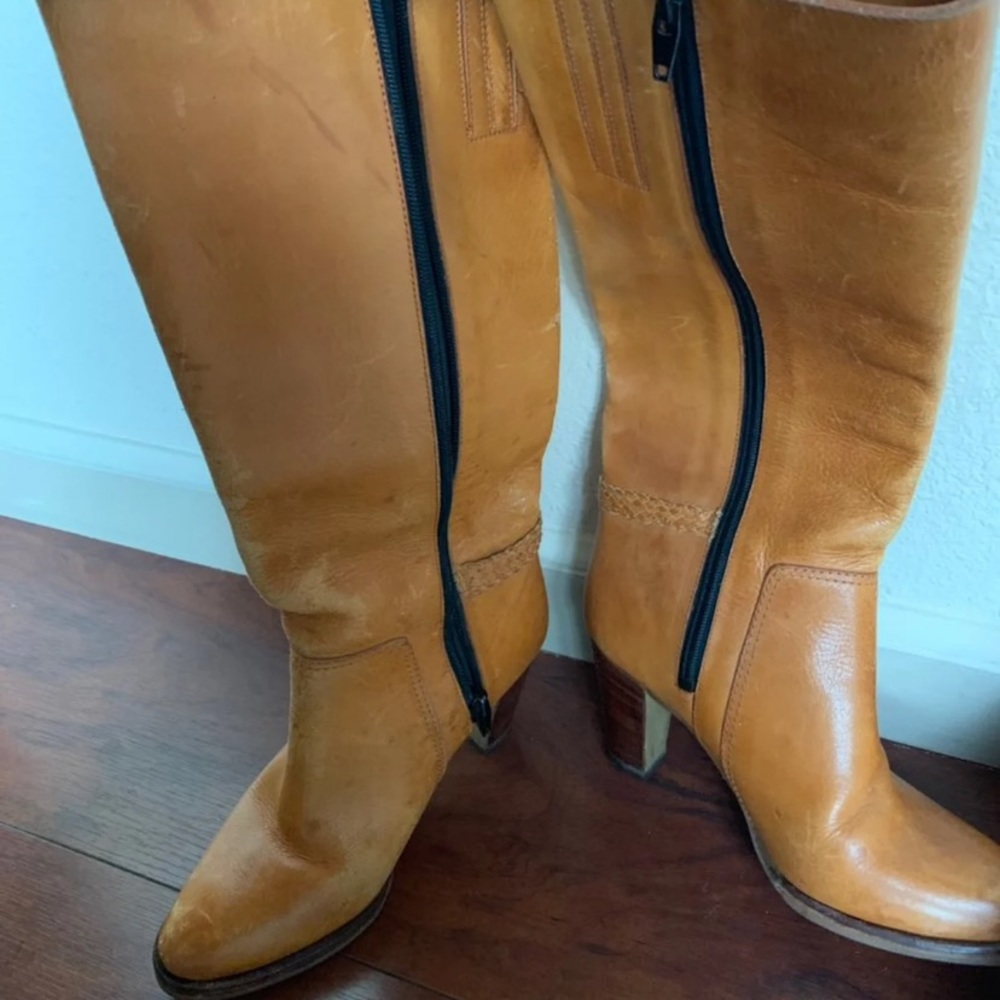 Vintage Tall Leather Boots With New Soles
